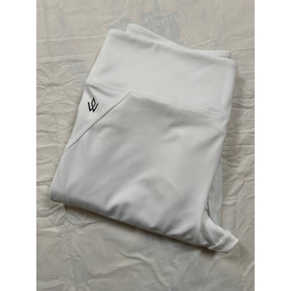Workout Empire Pants - Workout Empire Womens White Moto Ribbed High Waisted Leggings Size Large